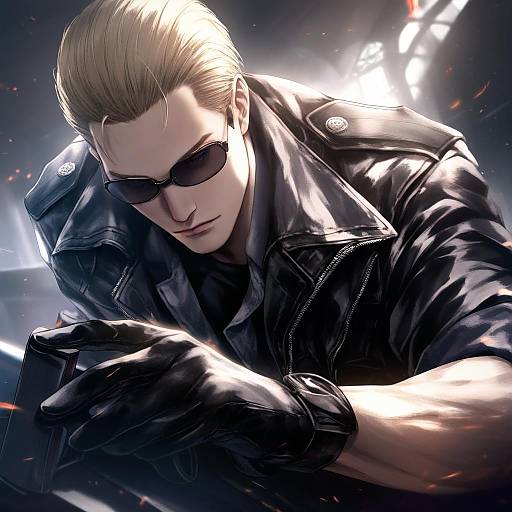 Illustration of Albert wesker, resident evil in the style of Suien