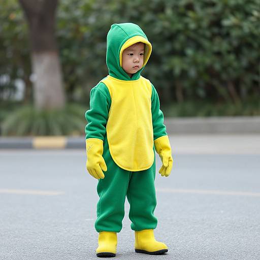 Child in Green and Yellow Costume