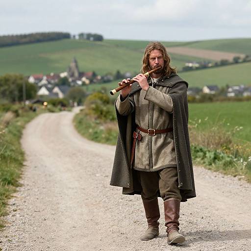 Medieval Bard Traveling Scenic Road