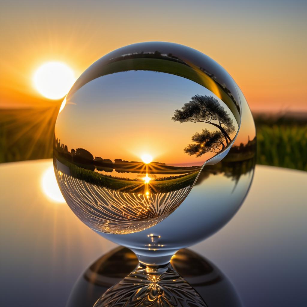 Sunset Reflection in a Wine Glass