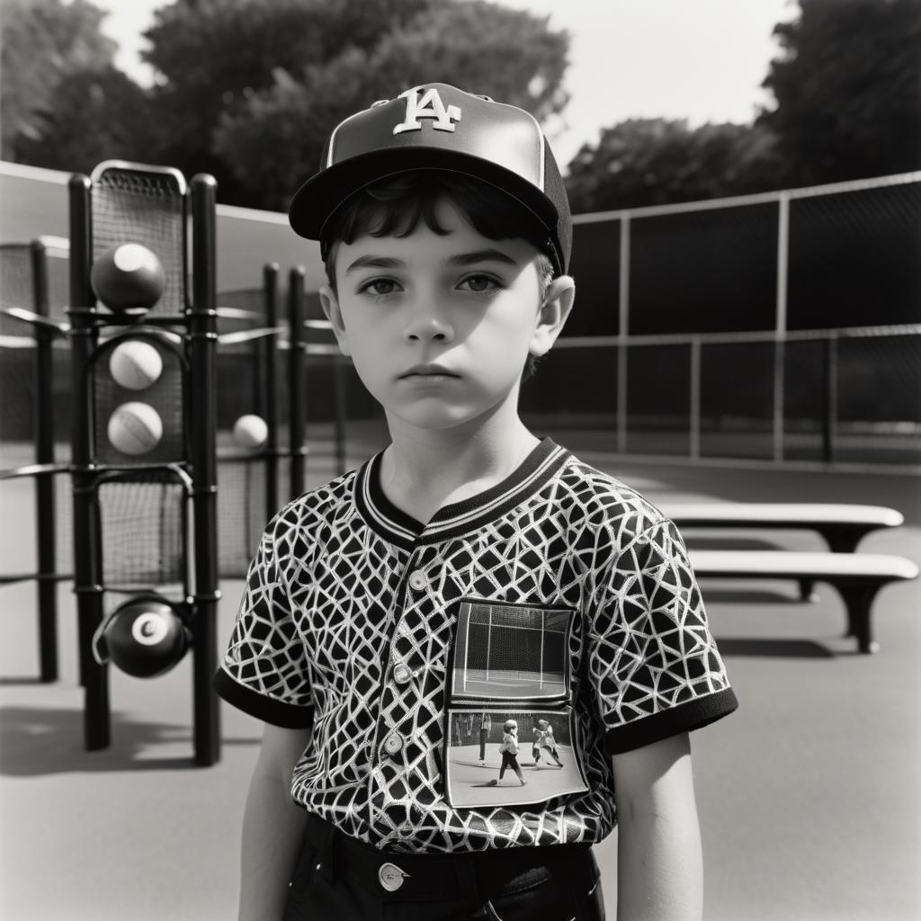 Striking Black-and-White Playground Portrait