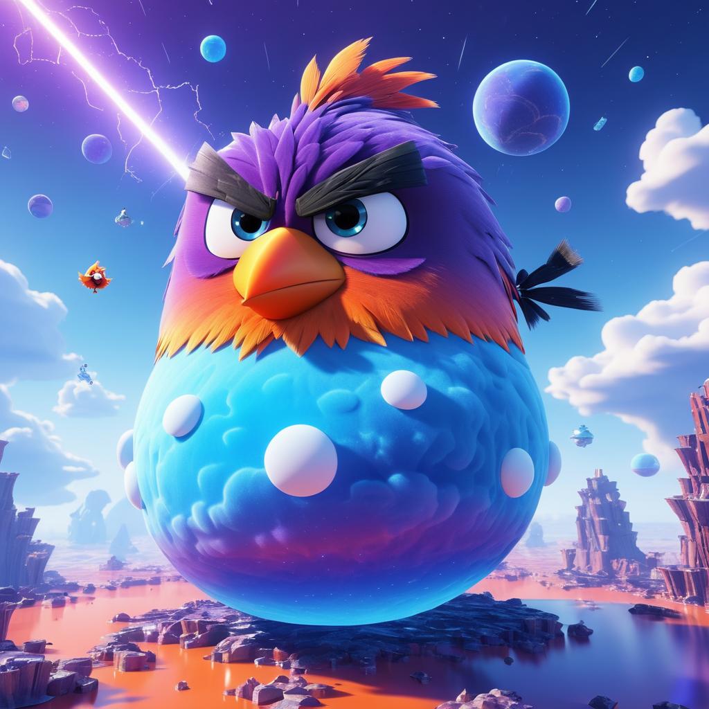 Surreal Angry Bird on a Cloud