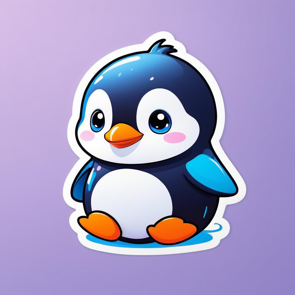 Adorable Cartoon Penguin Sticker Design