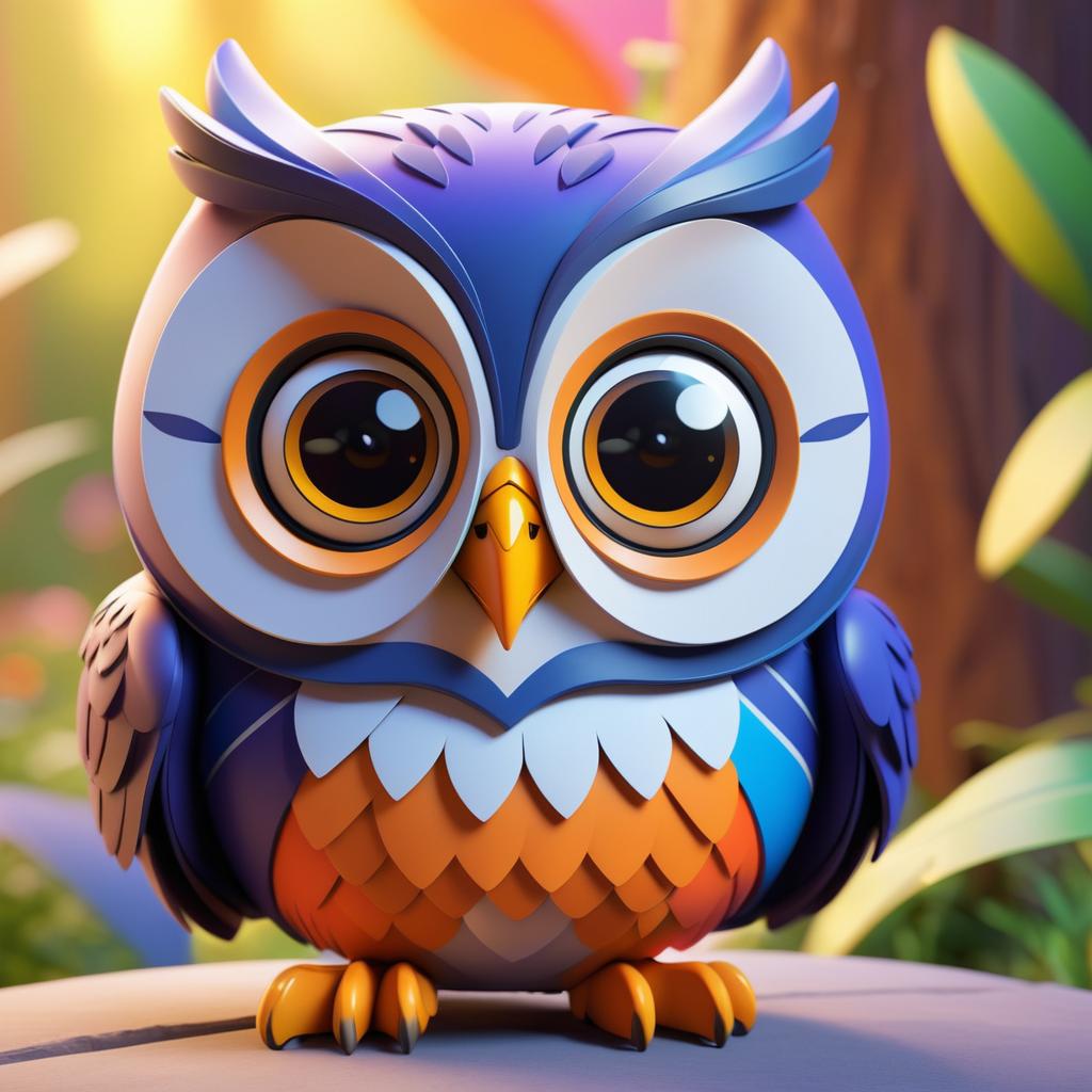 Disney Style Cartoon Owl Face Design