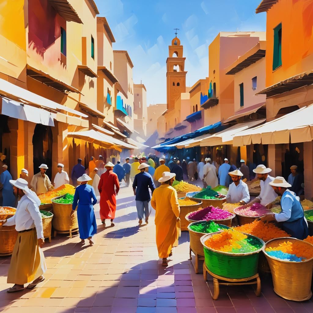 Vibrant Impressionist Marrakech Street Market