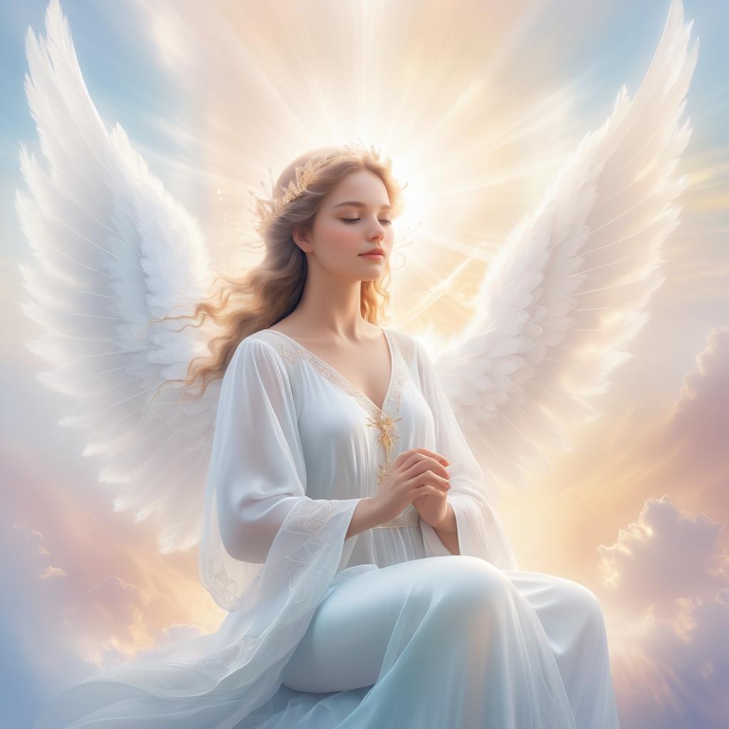 Ethereal Angel in Serene Cloudscape