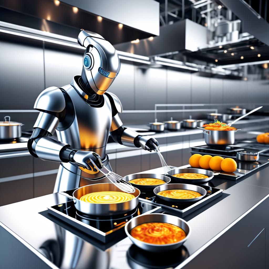 Robotic Chef Creating Gourmet AI Meal