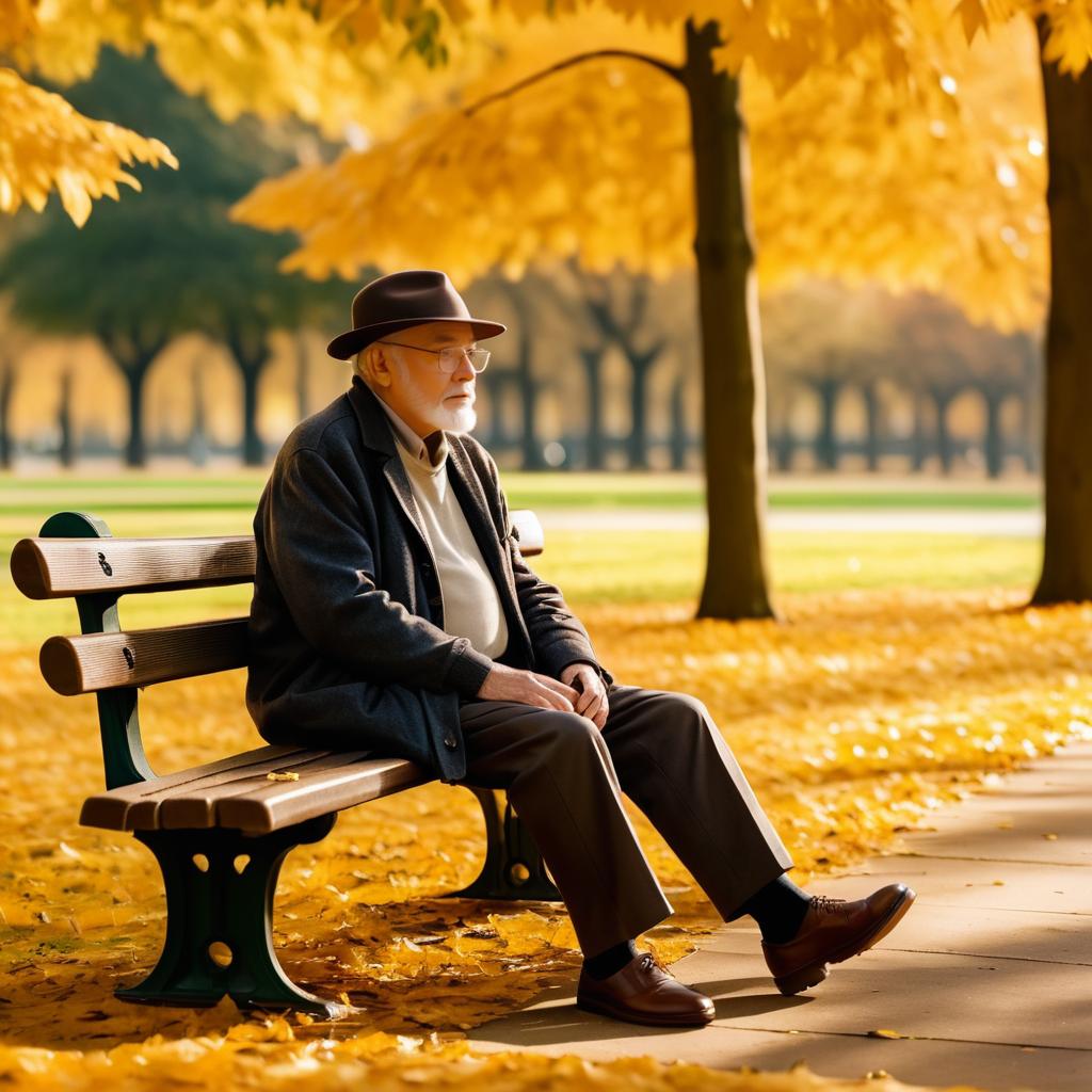 Elderly Man in Autumn Serenity