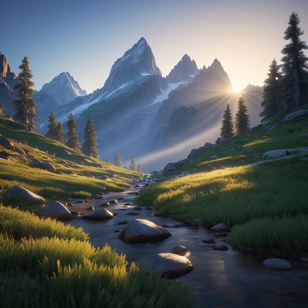 Serene Mountain Landscape at Dawn