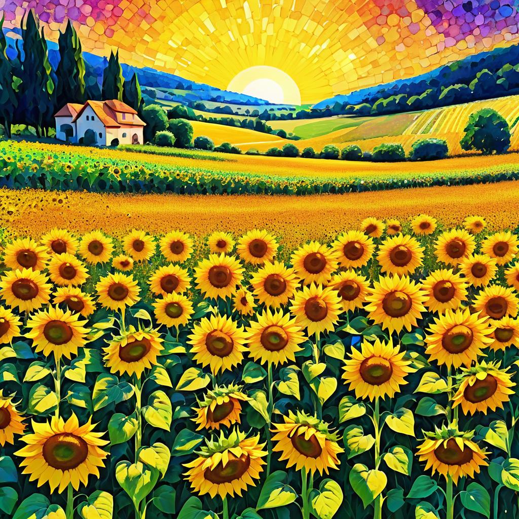 Vibrant Sunflower Field in Artistic Style