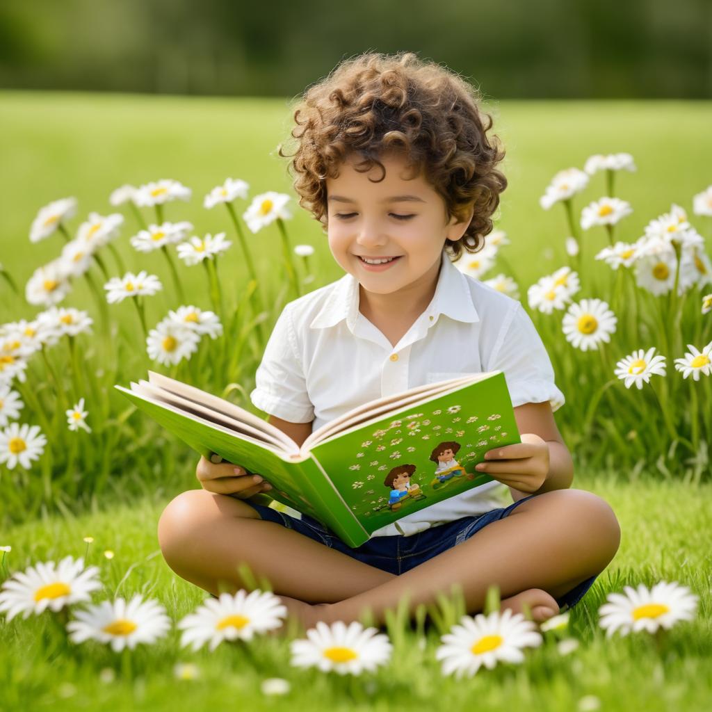 Joyful Boy Reading to Playful Puppies