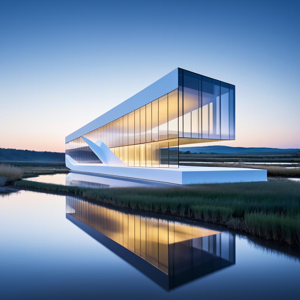 Contemporary Quartz Building at Dusk