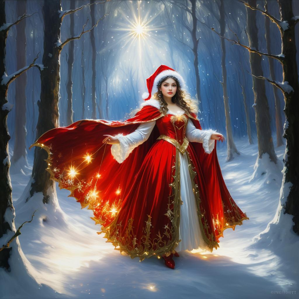 Fairy Santa Claus in a Snowy Forest