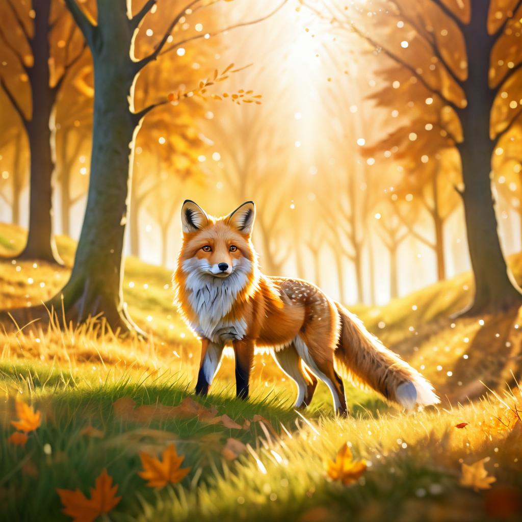 Curious Fox in Vibrant Autumn Meadow