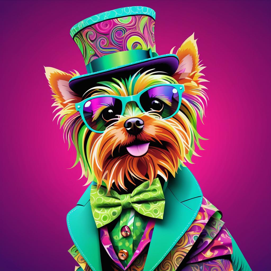 Psychedelic Yorkshire Terrier in Vibrant Fashion