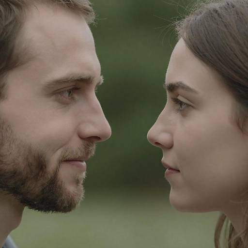 Close-up Profile of Man and Woman Facing Each Other