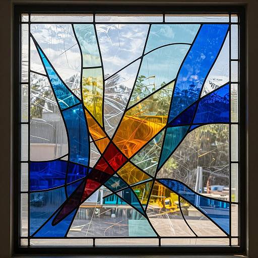 Modern Abstract Stained Glass Window