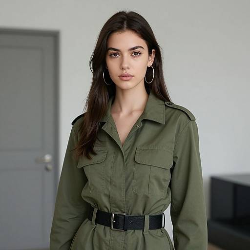 Portrait of Woman in Military Jumpsuit