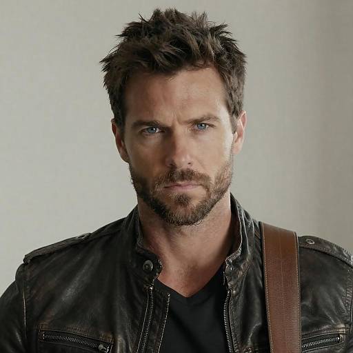 Rugged Musician in Leather Jacket