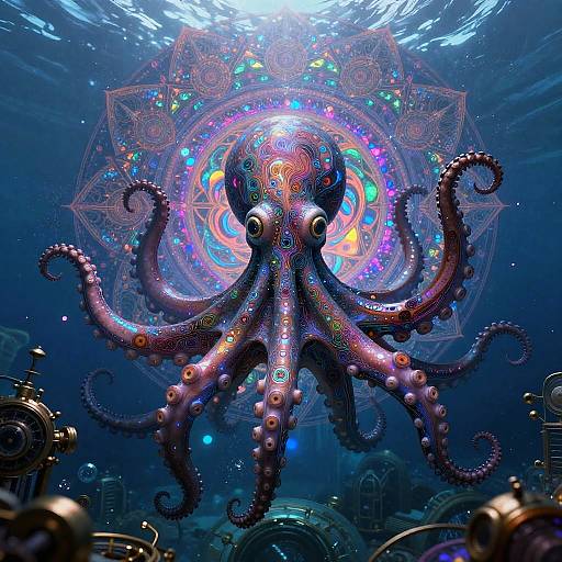 Psychedelic Steampunk Octopus Lab