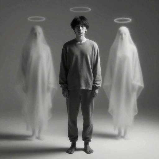 Androgynous Figure with Ethereal Ghosts