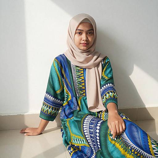 Young Asian Woman in Colorful Hijab