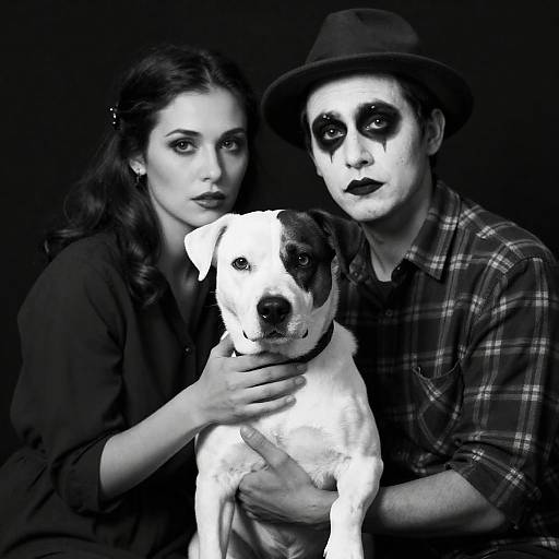 Striking Black-and-White Portrait with Dog