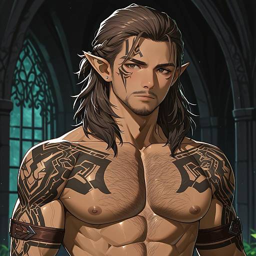 Illustration of Halsin, baldur's gate in the style of Morisobo