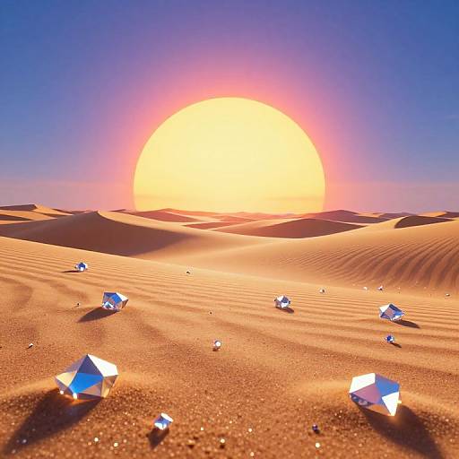 Surreal Cyberpunk 3D Desert Landscape