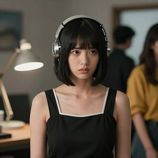 Mysterious Woman in Dimly Lit Room