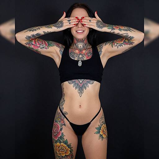 Vibrant Full-Body Tattooed Woman