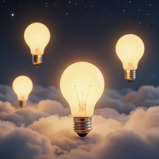 Giant Luminous Lightbulbs Above Clouds