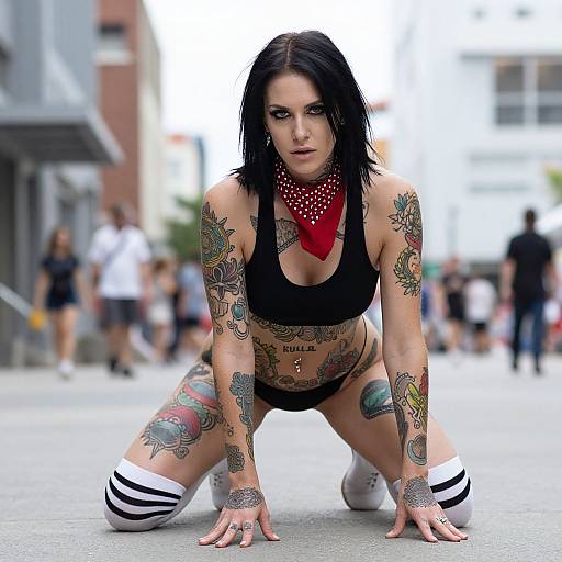 Tattooed Woman Urban Portrait