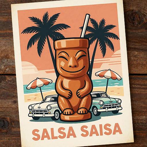 1950s Tropical Salsa Tiki Serigraphic Poster