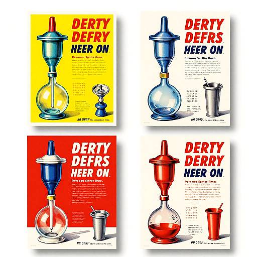 Vibrant vintage-style advertisement posters for 