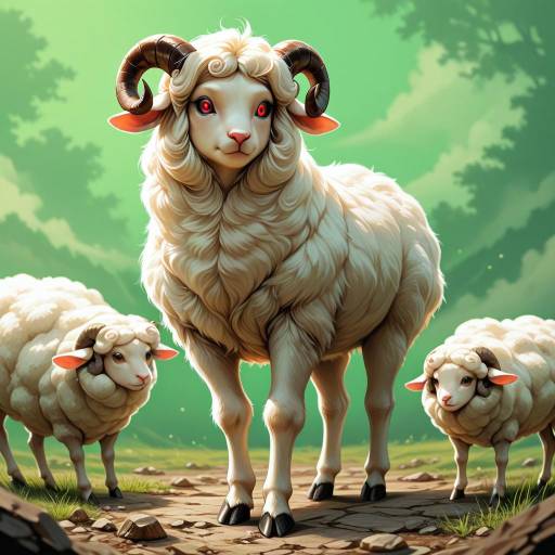 Realistic Sheep with Russet Wool in Nature Realistic Sheep with Russet Wool in Nature