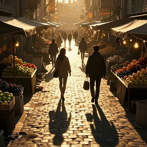 Cyberpunk Marketplace at Golden Hour