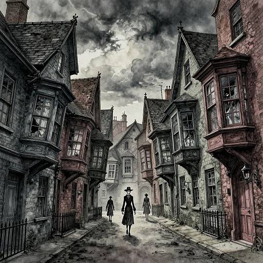 Tim Burton Gothic Vintage Cityscape