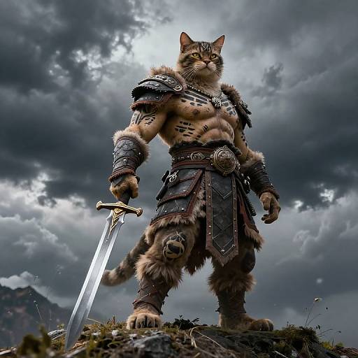 Epic Cat Person DnD Warrior