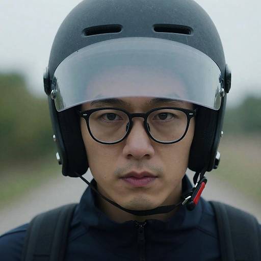 Man Wearing Black Helmet and Glasses