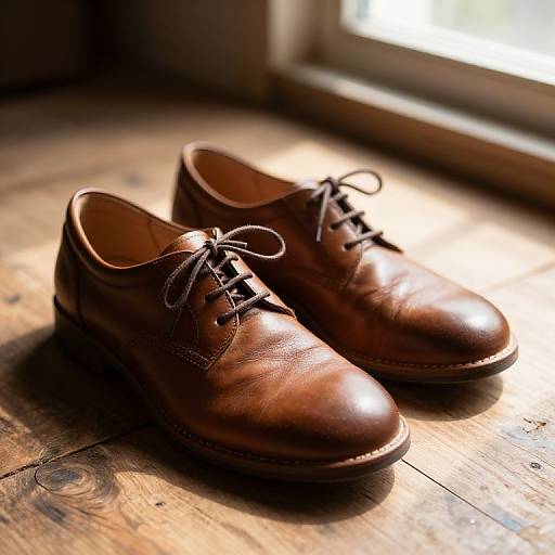 Photorealistic Toetied Shoes on Rustic Floor