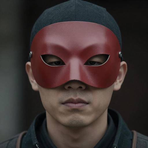 Intense Close-Up of Masked Figure