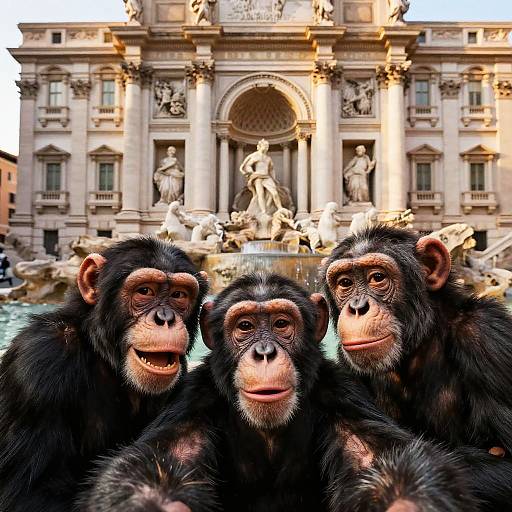 Chimpanzee Selfie at Neptune Fountain