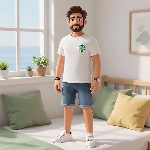 3D Render of Young Man in Casual Summer Outfit