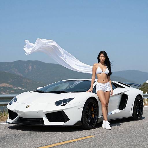 White Sports Car with Confident Woman