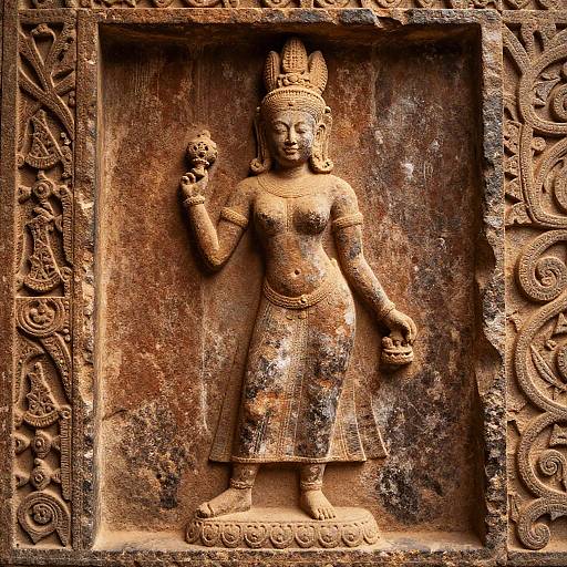 Ancient Stone Relief of Female Figure