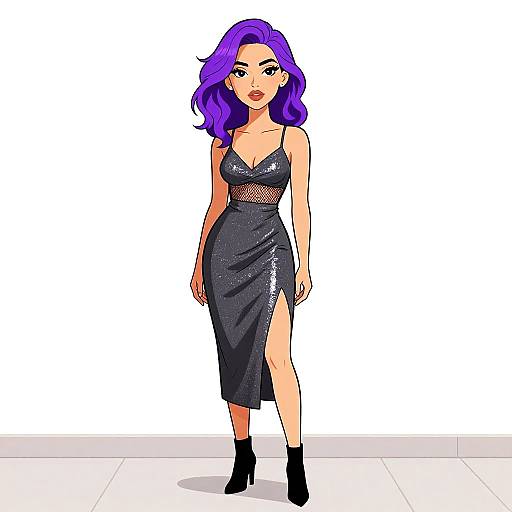 Chic Woman in Metallic Slip Dress