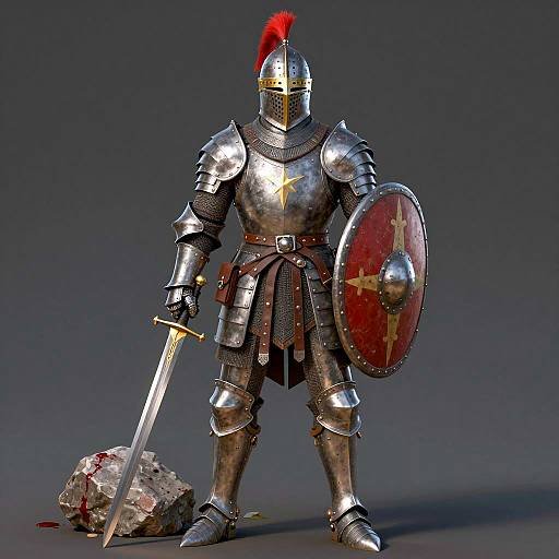 Muscular Knight in Battle-Ready Stance