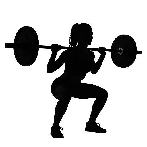 Silhouette of Woman Squatting Barbell