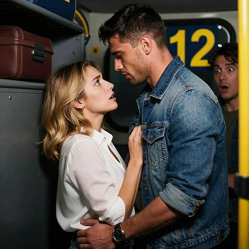 Tense Confrontation in Dimly Lit Space